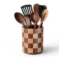 Porte-ustensiles en bois, organisateur cylindrique, bloc de couleur, rangement de cuisine pour cuillères, fourchettes, outils de cuisine, décoration intérieure