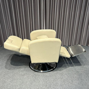 Poltrona da Barbiere Elettrica Moderna Beige con Pompa Idraulica Regolabile in Altezza per Salone di Bellezza - Product Image 4