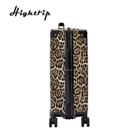 Valise à roulettes de 20 pouces avec serrure TSA, imprimé léopard, coque rigide en ABS, revêtement en cuir PU, légère et imperméable pour les voyages