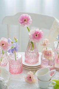 Vases à bourgeons en verre Ensemble de 30 Vases à bourgeons roses en vrac Mini bouteilles décoratives vintage Pièce maîtresse florale moderne pour mariage de fleurs - Product Image 4