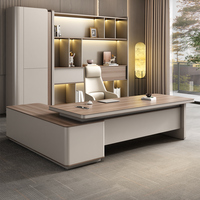 Bureau de direction moderne de luxe 2,4 m convertible en bureau, bureau en bois avec design de table de patron en MDF de luxe, organisateur de bureau