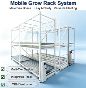 Vertical Grow <b>Rack</b> Flood Trays Double Mobile Hydroponic Growing <b>Rack</b> System <b>for</b> Agricultural Greenhouses 4*8FT Vertical Grow - Product Image 1