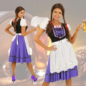 Vestido Tradicional Alemán para Mujer, Falda Morada con Delantal, Traje para Actuaciones Escénicas, Talla Adulto - Product Image 2