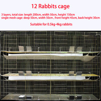 Nouvelle cage d'élevage pour lapins à 3 étages, 12 compartiments, en treillis métallique galvanisé