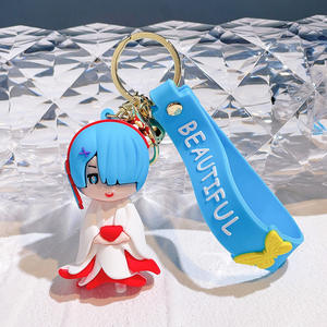 4 Desain Baru Gantungan Kunci PVC Ram Puffy, Gantungan Kunci Custom Lucu <span class=keywords><strong>Rem</strong></span> Emilia, Gantungan Kunci Tas Sekolah, Tas Mobil, Anime Kartun 3D Karet - Product Image 2