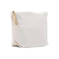 Trousse de maquillage de voyage avec logo personnalisé pour femmes Organisateur de cosmétiques en toile de coton à fermeture éclair Pochette de grande capacité Trousse de toilette de marque privée