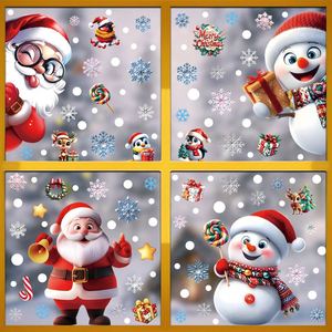 New 3D Christmas Stickers Snowflake Snowman <b>Window</b> <b>Decals</b> Santa Claus Tree Gifts PVC Static Glass Stickers No Glue Needed - Product Image 2