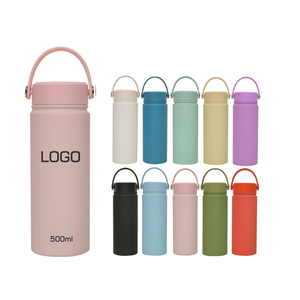 Nuevo Diseño 2026, Botella Deportiva de Acero Inoxidable de 500 ml (17 oz), Boca Ancha, Asa Portátil, Aislamiento al Vacío, Termo - Product Image 1