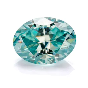 Miễn phí vận chuyển miễn phí GRA tráng 3x5-10x14mm handmade moissanite Aqua màu xanh nghiền đá lai hình bầu dục cắt bán buôn tuyệt vời cắt