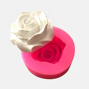 花开玫瑰形状硅胶软糖皂3D蛋糕模纸杯蛋糕果冻糖果巧克力装饰烘焙工具模具