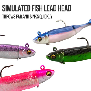 Señuelo de Pesca de 20g, Tipo Minnow Negro, Articulado, con Cola de Paleta, de Plástico Suave, con Cabeza de Jig - Product Image 3