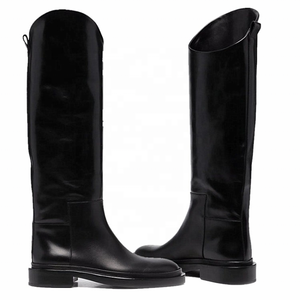 Winter Women Knight Boots <b>Round</b> <b>Toe</b> Flat <b>Heel</b> Shoes Slip-on Genuine Leather Boots 2021 - Product Image 3