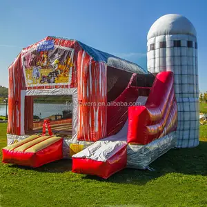 Casa inflável comercial do salto da fazenda de PVC com corrediça dmuchany zamek para crianças e adultos