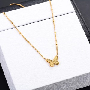 Collar de Cadena con Cuentas de Acero Inoxidable con Forma de Mariposa para Mujer, Color Dorado, Colgante con Dijes, Gargantilla Metálica, Regalo - Product Image 4