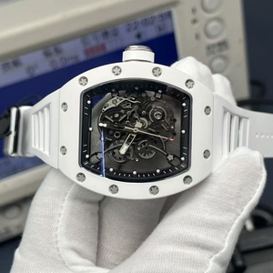 Montre mécanique sportive en fibre de carbone, mouvement squelette en céramique blanche 055 Fashion avec rotor visible - Product Image 3