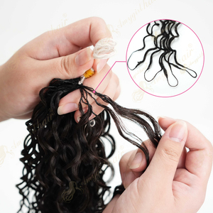 Extensions de cheveux humains Remy de haute qualité, effet plumes, ondulés, 100g, 14-30 pouces, mèches pré-faites à pointe plume pour tressage, lot - Product Image 2