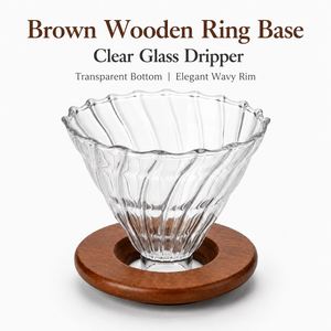 Filtre à café manuel réutilisable en verre borosilicate de haute qualité avec poignée et base en bois de bambou et noyer pour vente en gros - Product Image 6