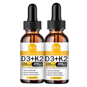 OEM/ODM/OBM di alta qualità vitamina D3 K2 gocce olio orale supporto ossa vitamina D3K2 gocce di liquido sistema e livelli di energia - Product Image 1