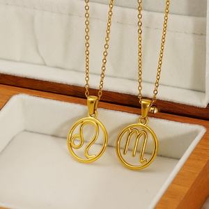 Collier Lincy Signe Astrologique Zodiacal Plaqué Or 18 Carats en Acier Inoxydable, Bijou <span class=keywords><strong>de</strong></span> Mode <span class=keywords><strong>Horoscope</strong></span> pour Femme, Vente en Gros - Product Image 4