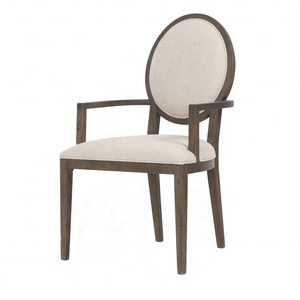 P2202 Sedia da Pranzo in Stile Vintage Francese <span class=keywords><strong>con</strong></span> Schienale Rotondo e Braccioli, Imbottita in Legno per Casa e Hotel - Product Image 5