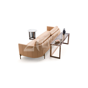 Sofá de cuero completo minimalista italiano, sofá con respaldo curvo para sala de estar, oficina y hotel - Product Image 3