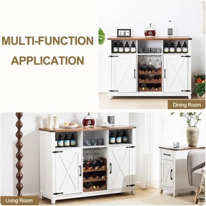 <span class=keywords><strong>Buffet</strong></span> de bar à vin et café de style ferme avec portes de grange, porte-vin amovible et rangement ouvert pour salle à manger - Product Image 4
