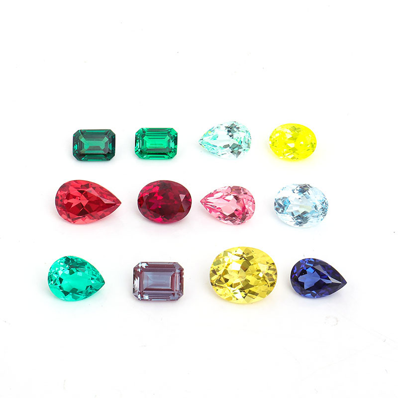 1Mm-30Mm Lab Grow Gemstone Collection Batu Segi Longgar Lab Safir Ruby Emerald Ukuran Kustom Harga Grosir Batu