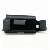 Étui universel en cuir noir personnalisé pour téléphones portables avec fermeture auto-agrippante – Housse pour homme