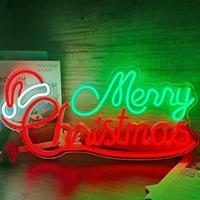 Enseigne néon de Noël dimmable, alimentée par USB, en acrylique, à suspendre, pour vitrine de magasin, fête, bar, cadeau de Noël, photomaton