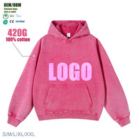 Pull-over à capuche rétro en coton épais 420g pour homme, coupe ample, manches raglan, avec poches, style batik, origine [lieu d'origine]
