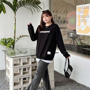 Sudadera de Forro Polar para Mujer Runqi N8461 Negra, Talla Grande, Otoño Invierno, de Doble Uso, con Diseño de Etiqueta Impresa - Product Image 4