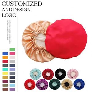 Bonnet de nuit en satin de soie de luxe, personnalisable avec logo, pour le soin des cheveux, élastique - Product Image 2