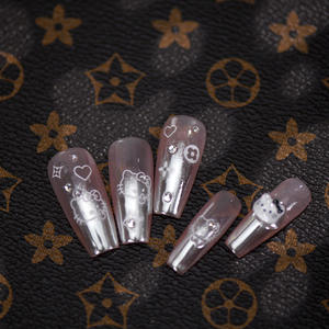 Cross-Border Xiaohongshu 3D Nail Stickers Dedo medio <span class=keywords><strong>Hello</strong></span> <span class=keywords><strong>Kitty</strong></span> Cat KT Style Thin Tough Hot Girl Ins Design - Product Image 4