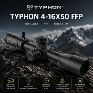 Mira Telescópica Táctica TYPHON 4-16X50 FFP con Retícula, Cristal ED, Aleación de Aluminio, Impermeable, con Zero Stop, para Caza al Aire Libre - Product Image 1