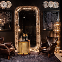 Luxe Vintage Haut de Gamme Cristal Personnalisé Rex Grand Miroir Debout Lampadaire Led pour Hôtel Lobby Villa Club