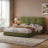 Cadre de lit rembourré de style Mid-Century Modern avec tête de lit à cannelures pour chambre Queen ou King