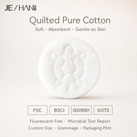 Disques de coton matelassés ronds en pur coton 6 cm, imprimé tortue, sans fluorescent, taille personnalisée, OEM, pour le démaquillage