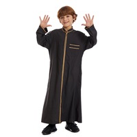 Tunique longue ethnique pour garçons, col montant, fermeture éclair sur le devant, multicolore, en polyester, caftan pour enfants, vente en gros, stock d'usine