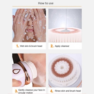 USB Chargeable Facial Deep Cleansing Brush 3 Brush Heads clear Sonic Facial Brush - Product Image 6
