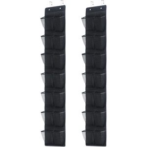 Over The Door <b>Shoe</b> Organizer 14 Mesh Pockets Hanging Rack For Closet <b>Storage</b> Black1 Pack - Product Image 1