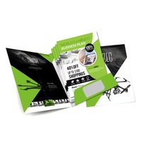 Dossiers de présentation de biens immobiliers en papier A4 gaufré avec logo personnalisé avec double poche et porte-cartes
