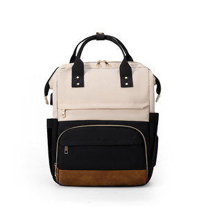 Sac à dos multifonctionnel à surpiqûres bicolores pour femmes Sac à dos de voyage transfrontalier pour hommes pour maman - Product Image 1