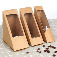 Boîte à sandwich en papier kraft écologique en gros avec fenêtre Logo personnalisé pour le petit-déjeuner et les sandwichs