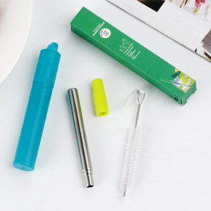 Juego de Viaje Ecológico Personalizado Hongda con Logotipo Gratuito, Nuevo Juego de Pajitas Retráctiles Plegables de Acero Inoxidable 304 en Color Oro Rosa, Estilo Moderno - Product Image 1