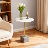 Table basse ronde moderne en marbre travertin, table d'appoint pour canapé, tables d'appoint pour chambre à coucher, tables d'appoint de luxe pour salon