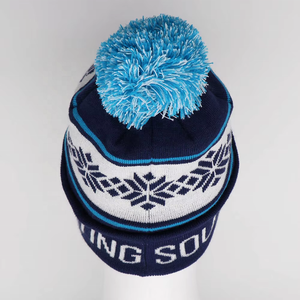 Gorro de Invierno Unisex de Punto Acrílico con Diseño de Copo de Nieve en Jacquard, Bordado 3D y Pompones, para Patinaje sobre Hielo - Product Image 3
