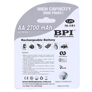 BPI-pilas recargables de larga duración y baja autodescarga, <span class=keywords><strong>AA</strong></span>, 2700mAh, 1,2 V, 4 unidades - Product Image 3