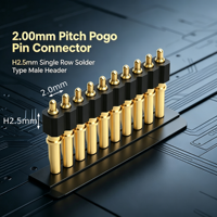 Connecteur Pogo Pin à ressort Denentech, pas de 2,00 mm, hauteur 2,5 mm, simple rangée, type à souder, connecteur mâle