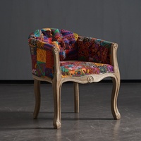Fauteuil de bureau décontracté en bois massif, style européen et américain, pour hôtel, bureau, balcon, avec mousse élastique haute densité