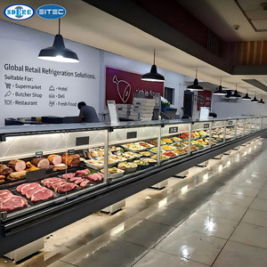 Vitrine Réfrigérée Commerciale pour Viande et Charcuterie, Comptoir de Présentation en Verre, Réfrigérateur Monotempérature à Refroidissement par <span class=keywords><strong>Air</strong></span> avec Éclairage LED - Product Image 1